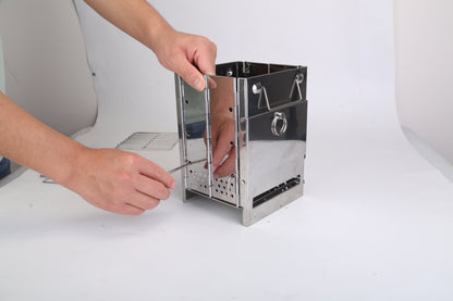 1Pc Portable Backpacking Stove For Camping Hiking Picnic BBQ Outdoor Cooker Folding Travel Charcoal Stove With Handle Carry Bag 2 Bolts