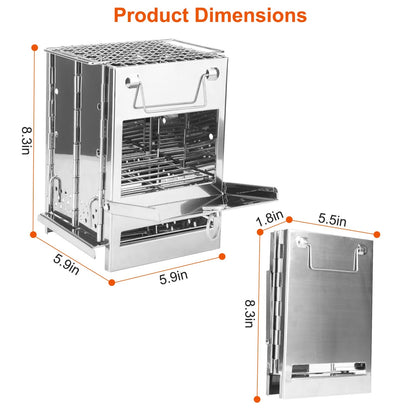 1Pc Portable Backpacking Stove For Camping Hiking Picnic BBQ Outdoor Cooker Folding Travel Charcoal Stove With Handle Carry Bag 2 Bolts