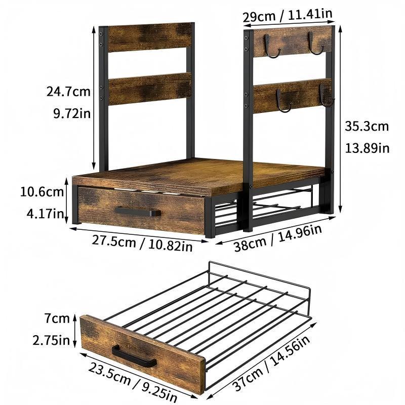 Coffee Maker Storage Rack Coffee Bean Accessories Organizer Sturdy K-Cup Storage Drawer With Cup Holder Coffee Maker Stand Kitchen And Office Countertop Storage Rack