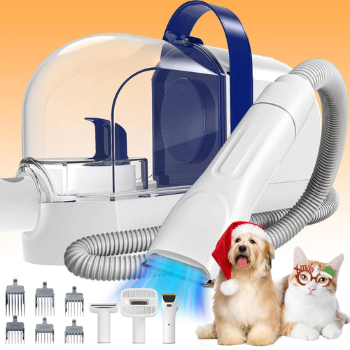 Rywell Dog Grooming Vacuum 12Kpa Dog Hair Vacuum Dog Grooming Kit with Pet Clippers Pet Grooming Vacuum for Dogs Low Noise Dog Vacuum for for Shedding Grooming 3 Suction Mode